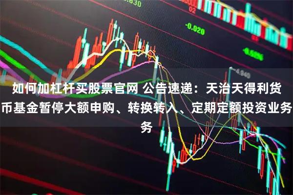 如何加杠杆买股票官网 公告速递：天治天得利货币基金暂停大额申购、转换转入、定期定额投资业务