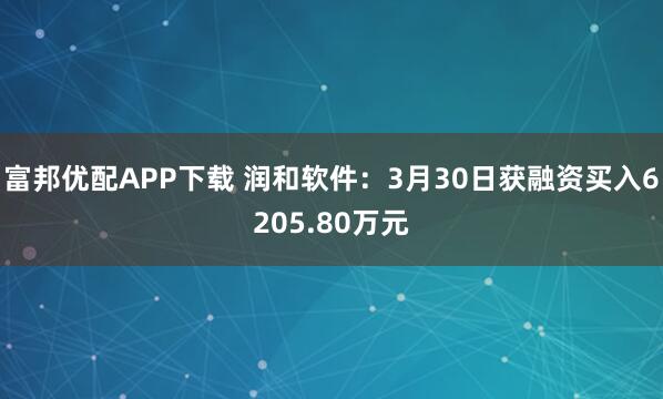 富邦优配APP下载 润和软件：3月30日获融资买入6205.80万元